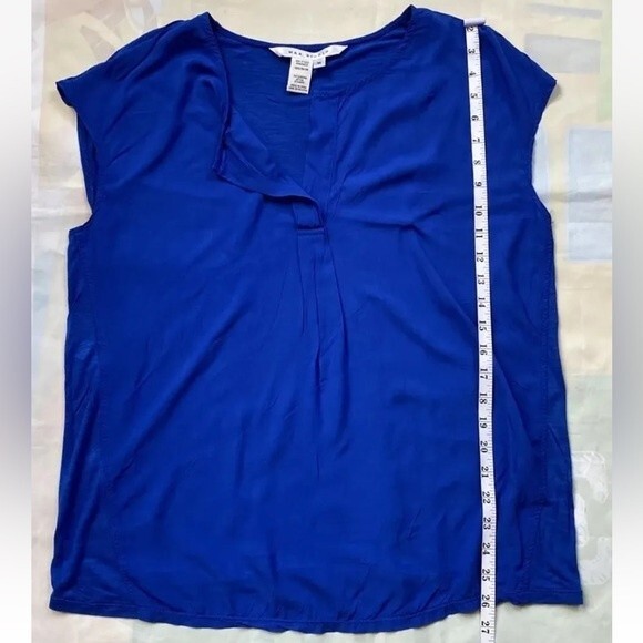 Max Studio Women's Top Sz M Blue Short Sleeve Casual Rayon Blouse - Picture 4 of 9